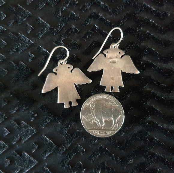 Vintage Sterling Silver Angel Earrings - Picture 4 of 4